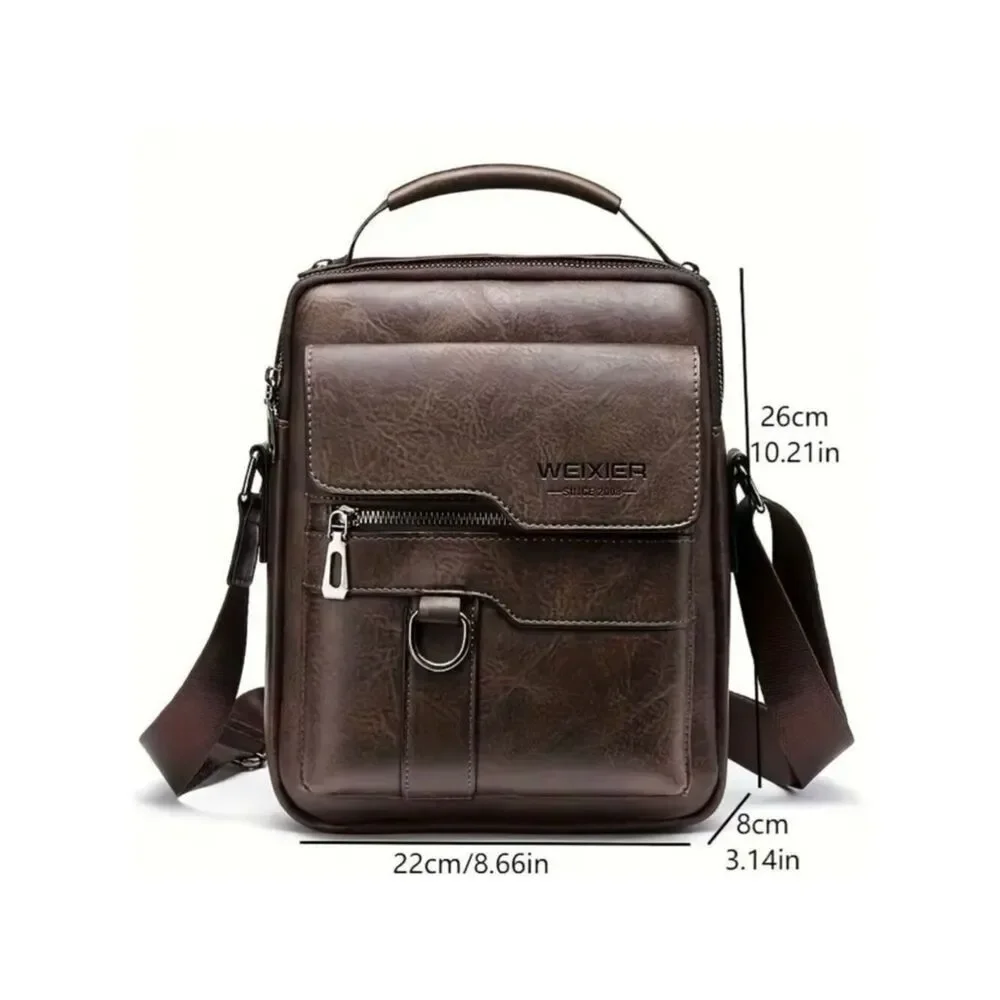NWT WEIXIER Vintage Brown Shoulder Spacious Multi-Pocket Office Travel Bag